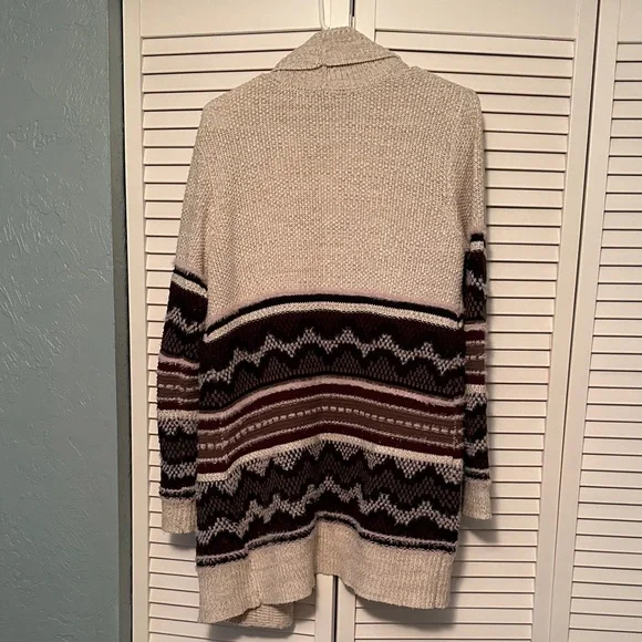 My Michelle Cream and Brown Patterned Cardigan - Picture 2 of 4